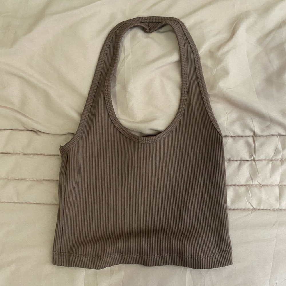 Brown Ribbed High-Waisted Briefs